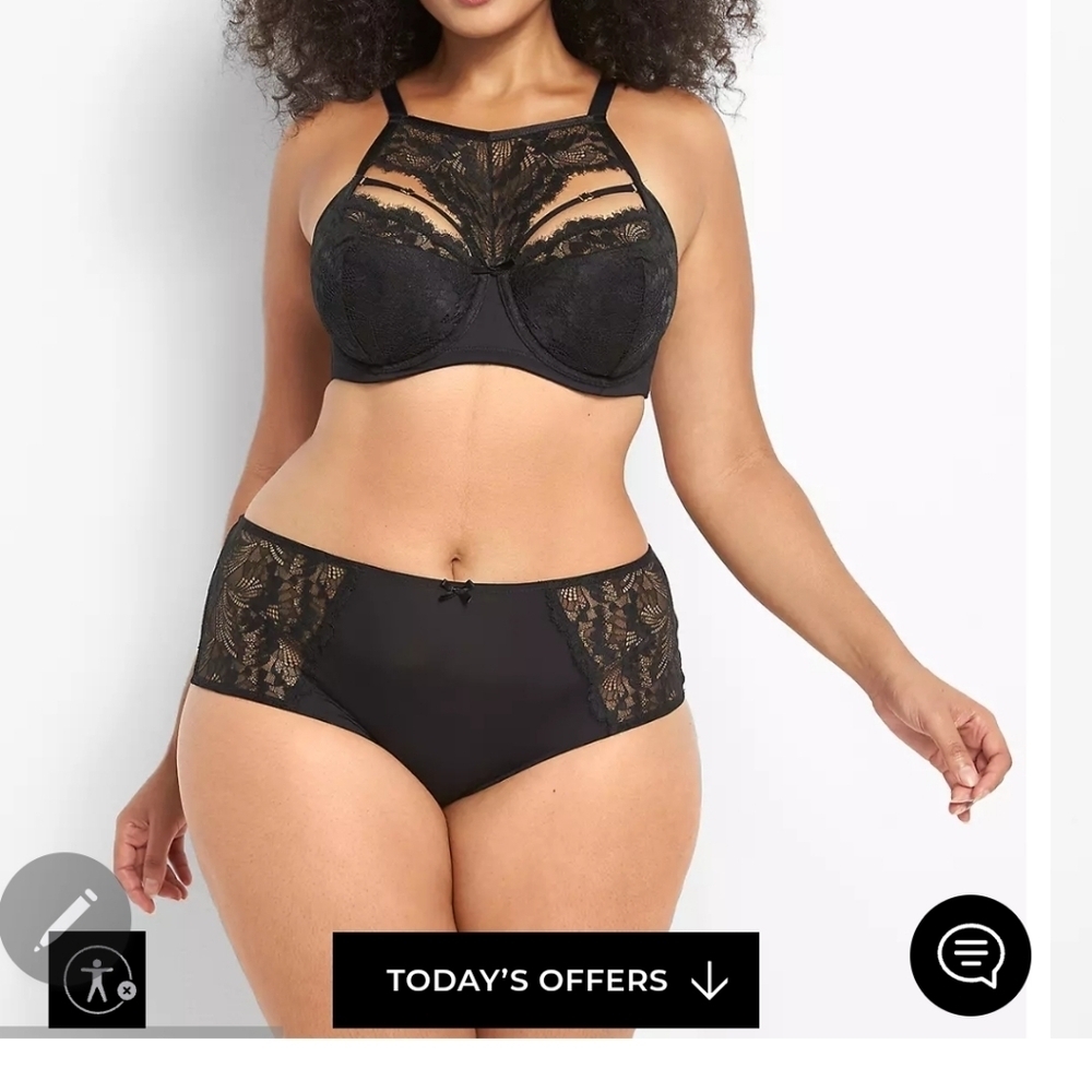 Fan-Lace High-Neck French Balconette Bra 46c